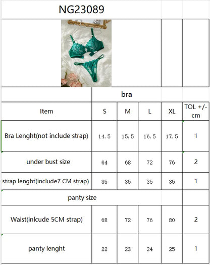 Women's Floral Embroidery Lingerie Set, Push Up Bra & Panty 2 Piece