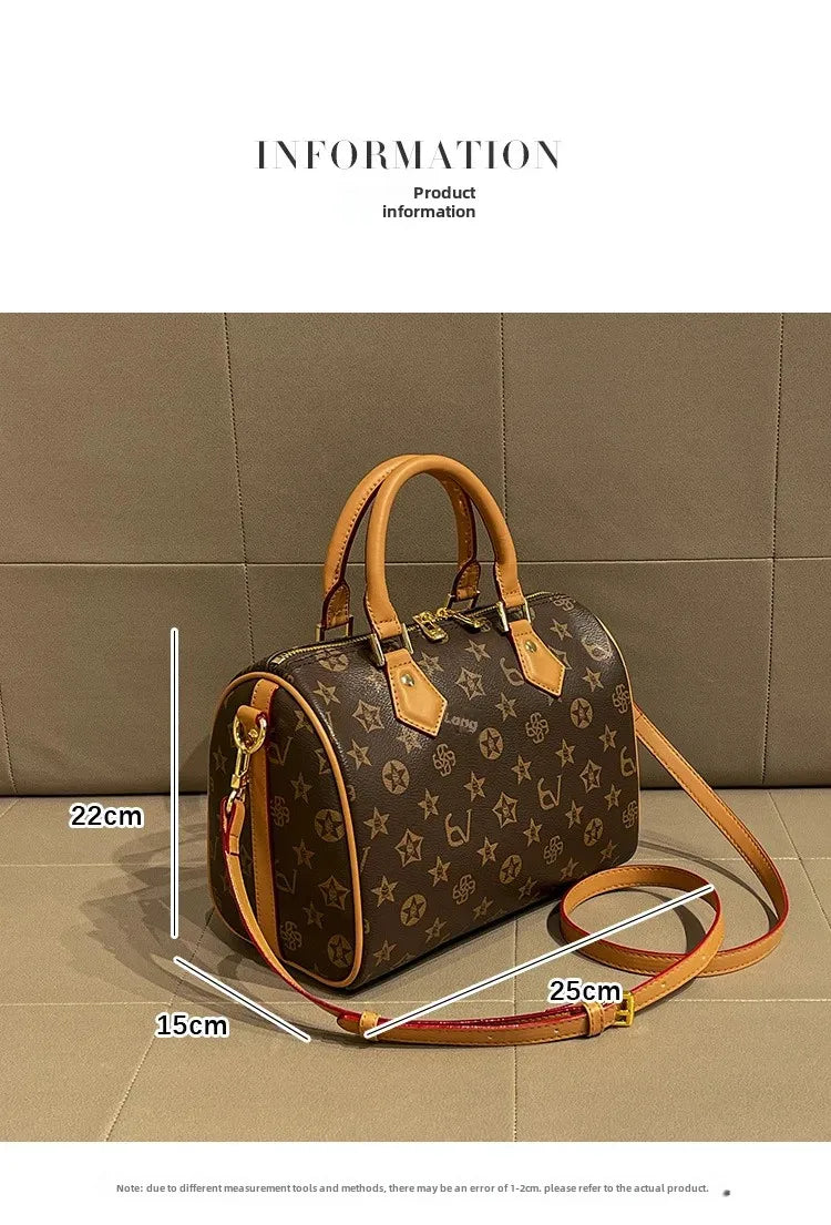 2024 Spring Summer New High-End Feelprinting Vintage Large Capacity Pillow Bag Fashionable Simple Commuting Crossbody Women's Ba