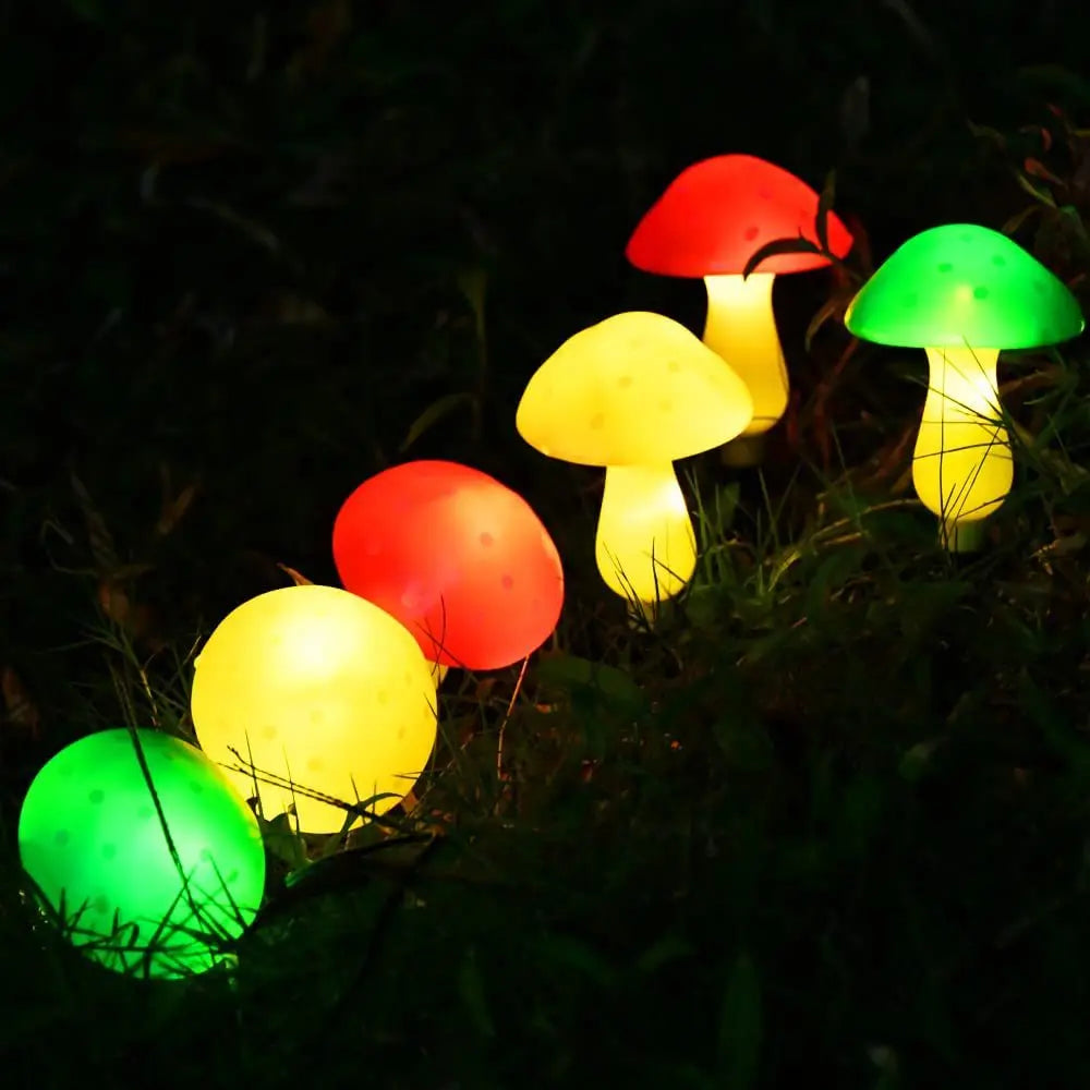 Solar mushroom string lights for garden and courtyard waterproof mushroom-shaped string lights for Amazon cross-border hot new p