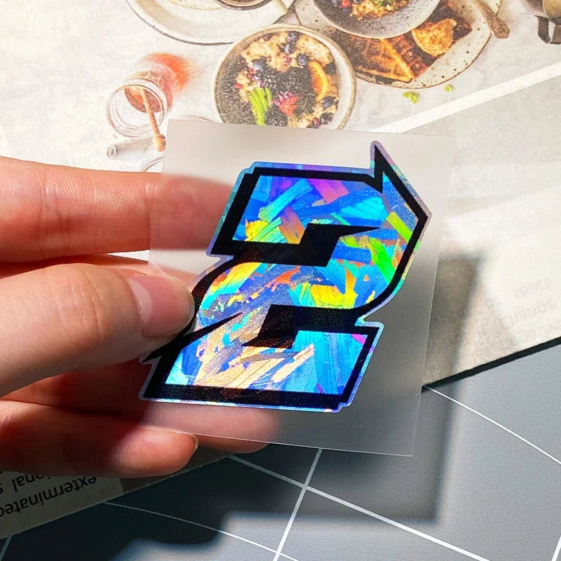 1PC Arabic Numbers Motorcycle Stickers Reflective Holographic Carbon Effect for Helmet Scooter Fuel Tank Front Fairing Decals