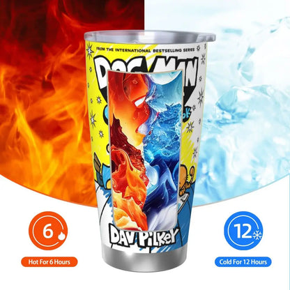 Dog Man Dogman Movie Comic Insulated Tumbler with Straws Cartoon Stainless Steel Thermal Mug Double Wall Car Bottle Cups, 20oz