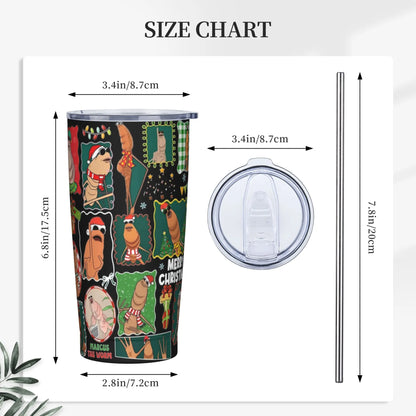 Marcus The Worm Christmas Meme  Tumbler With Straw  Stainless Steel Travel Mugs Double Wall Vacuum Insulated