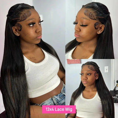 40 42 Inch Bone Straight Human Hair Wigs 13x6 HD Transparent Lace Frontal Wigs Glueless Straight Lace Front Human Hair Wigs