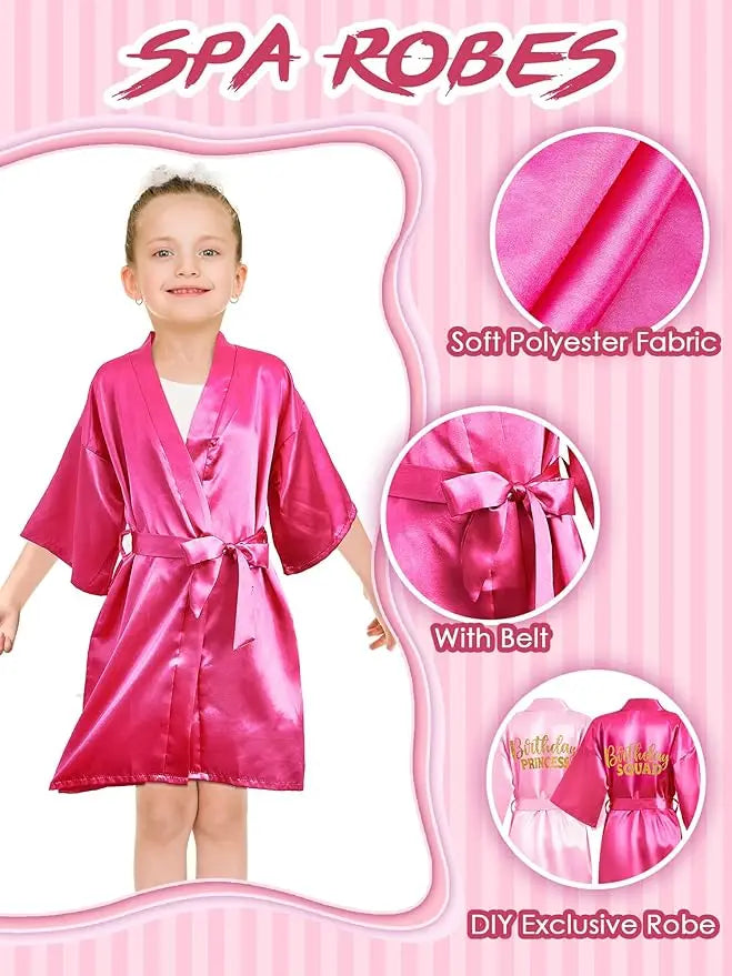 7 Pcs Birthday Squad Robe Birthday Princess Robe Spa Party Supplies Unicorn Slumber Pajamas for Girls