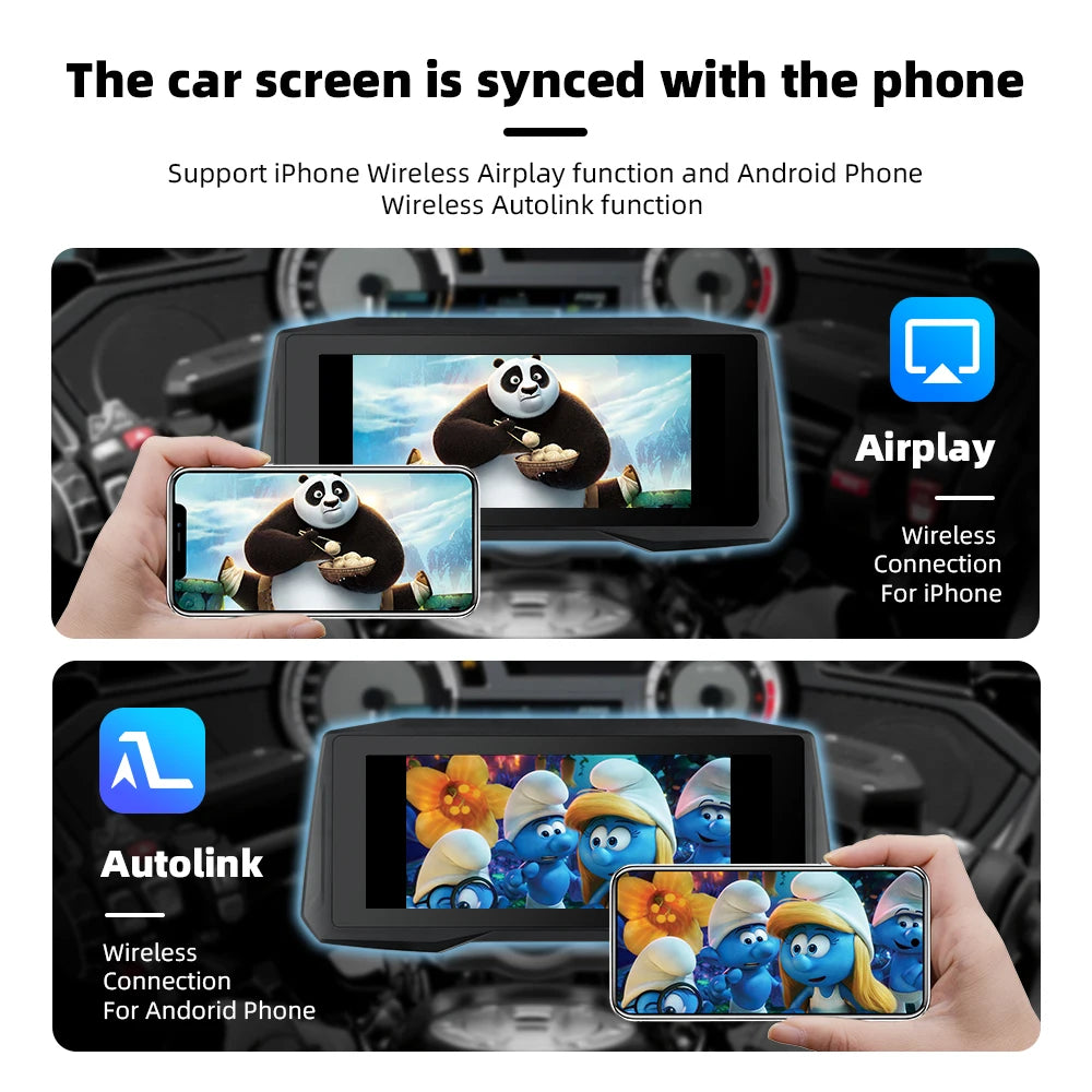 EKIY 7 inch Wireless CarPlay Moto Android Auto Portable Digital Motorcycle Dashboard GPS Navigation Display Screen Monitor TPMS