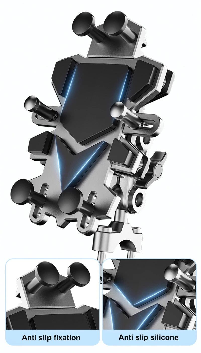 Alloy Shock-Absorbing Phone Holder for Motorcycle Bicycle Universal 360 Rotation Adjustment Mobile Phone Navigation Bracket