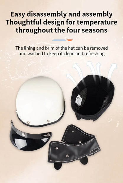 Cycking Motorcycle Helmet Four Seasons Riding Half Helmet Men Women Scooter Cute Retro