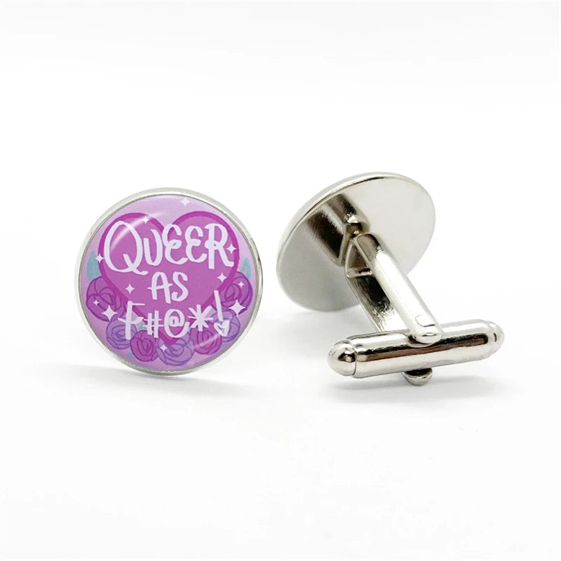 LGBT Rainbow Pride Cufflinks Man High Quality Jewelry Accessories Gay Pride Rainbow Flag Photo Suit Shirt Cuff Links Gift