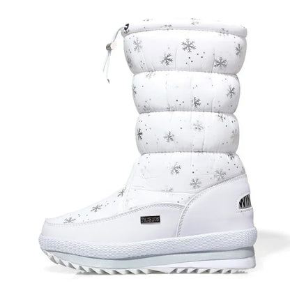 Platform Snow Boots Female Plus Size 42 White Women Boots Winter Shoes Warm Plush Mid-calf Boots Waterproof Rubber Non-slip
