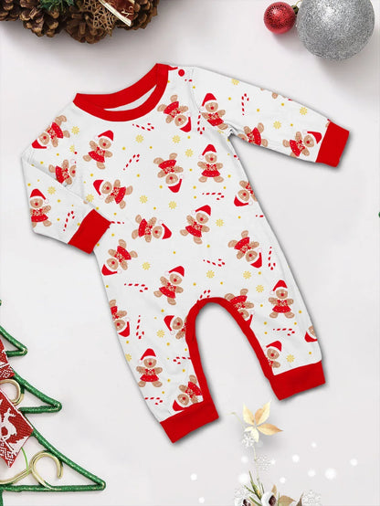 New 2025 Cartoon Allover Print Christmas Pajamas in Set Couples Casual Sleepwear Children's Clothing Baby Dog Romper Family Look
