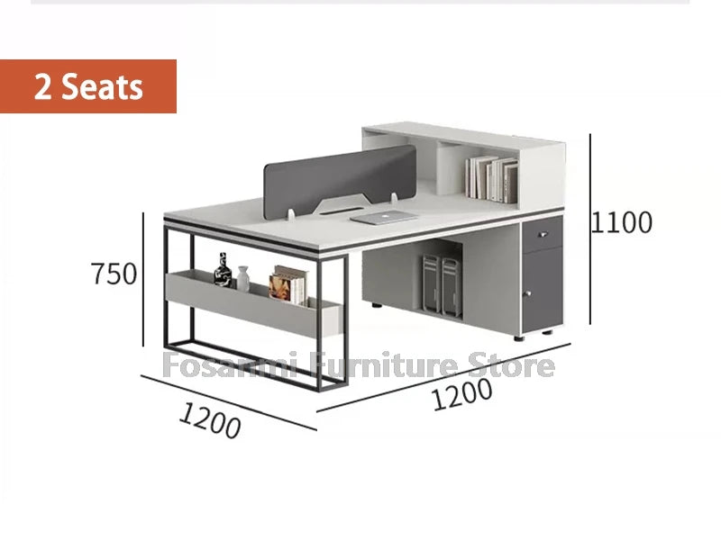 Office Staff Work Desk and Chair Sets Modern Computer Desks with Storage Drawn and Screen Home Furniture Swivel Chairs Table Set