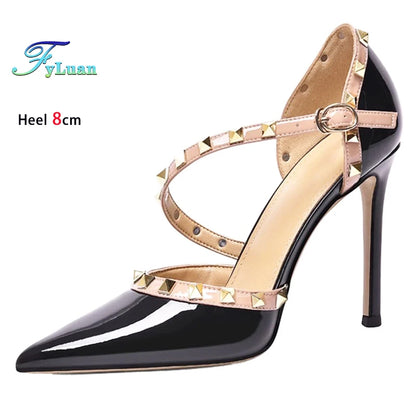 2025 Black High Heels 12cm 10cm 8cm Women's Shoes Thin Heels Pointed Head Ladies Pumps Microfiber Shallow Stiletto Banquet Shoes
