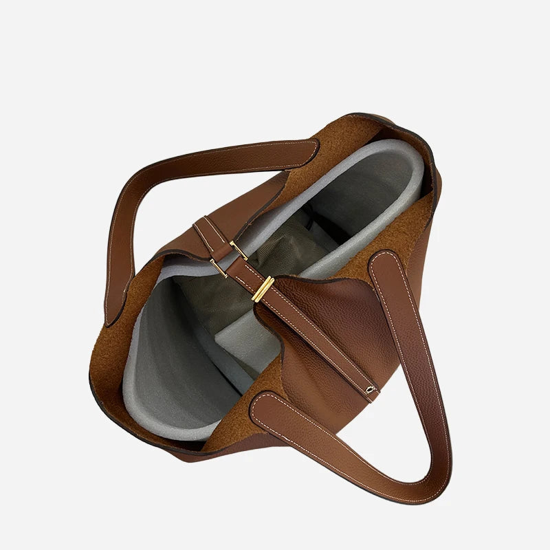 Mendy Large Women's Bag Vintage Leather Bucket Bag 26CM Tote Hobo Bag for Women Soft Leather Underarm Shoulder Purse Handbag New
