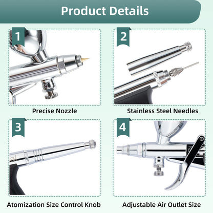 Nasedal 0.3mm 0.5mm 0.8mm Double Action Airbrush Spray Gun 2cc 5cc 13cc for Gundam Model Painting Nail Art DIY Decor NT-116B