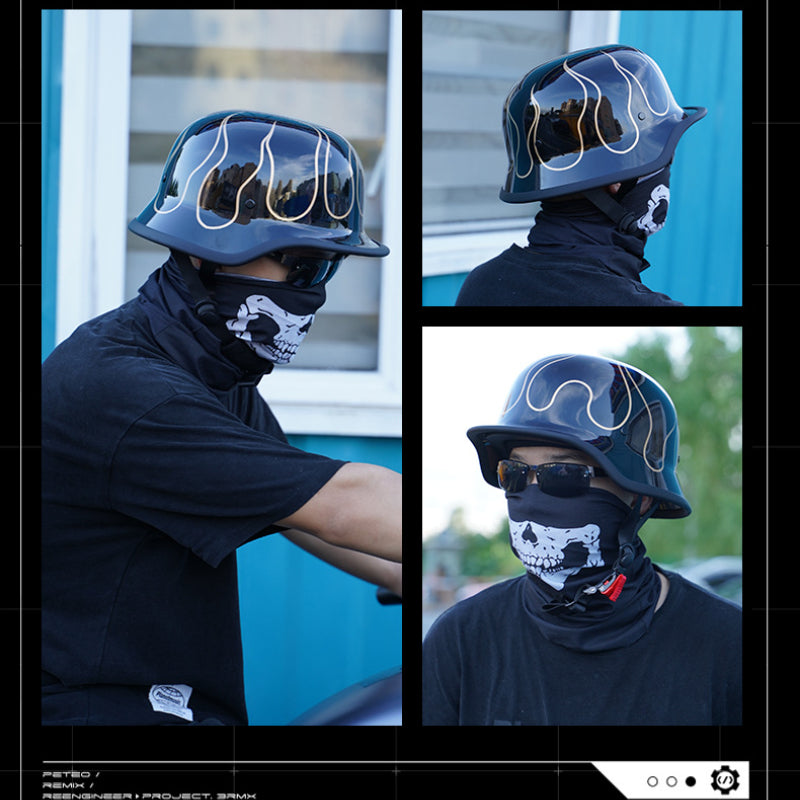 German Soldier Helmet Motorcycle for Harley Retro Half Helmet Motorcycle Helmet Summer 3C Certification Scoop Helmet Cruise Car