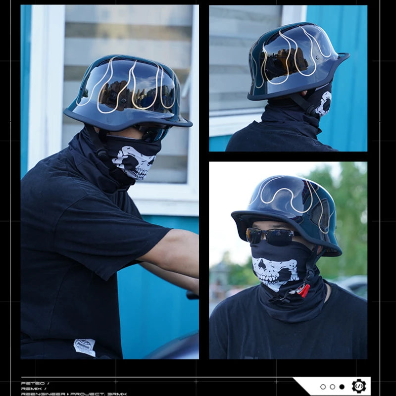 German Soldier Helmet Motorcycle for Harley Retro Half Helmet Motorcycle Helmet Summer 3C Certification Scoop Helmet Cruise Car