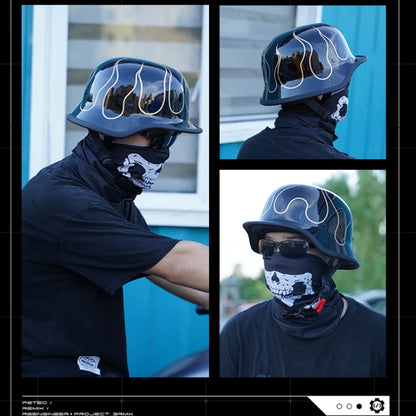 German Soldier Helmet Motorcycle for Harley Retro Half Helmet Motorcycle Helmet Summer 3C Certification Scoop Helmet Cruise Car
