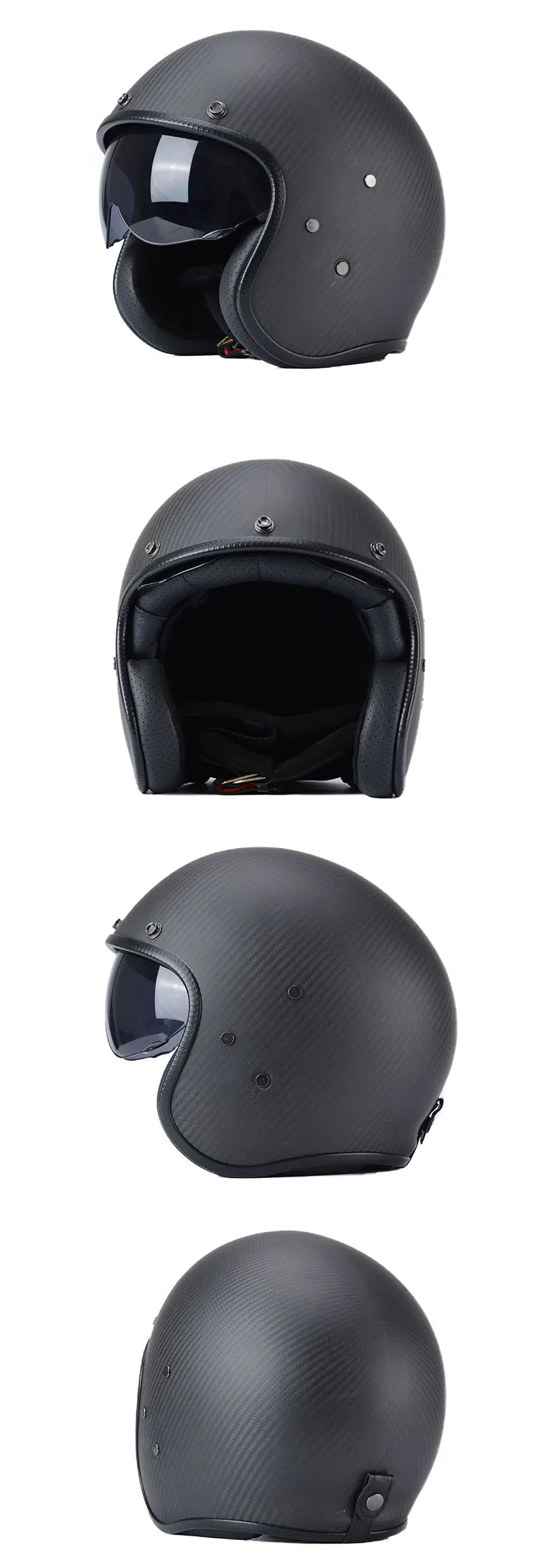 Durability 3K Carbon Fiber Black Gold Open Face Electric motorcycle Helmet for Man Woman DOT-Approved Enhance Riding Experience