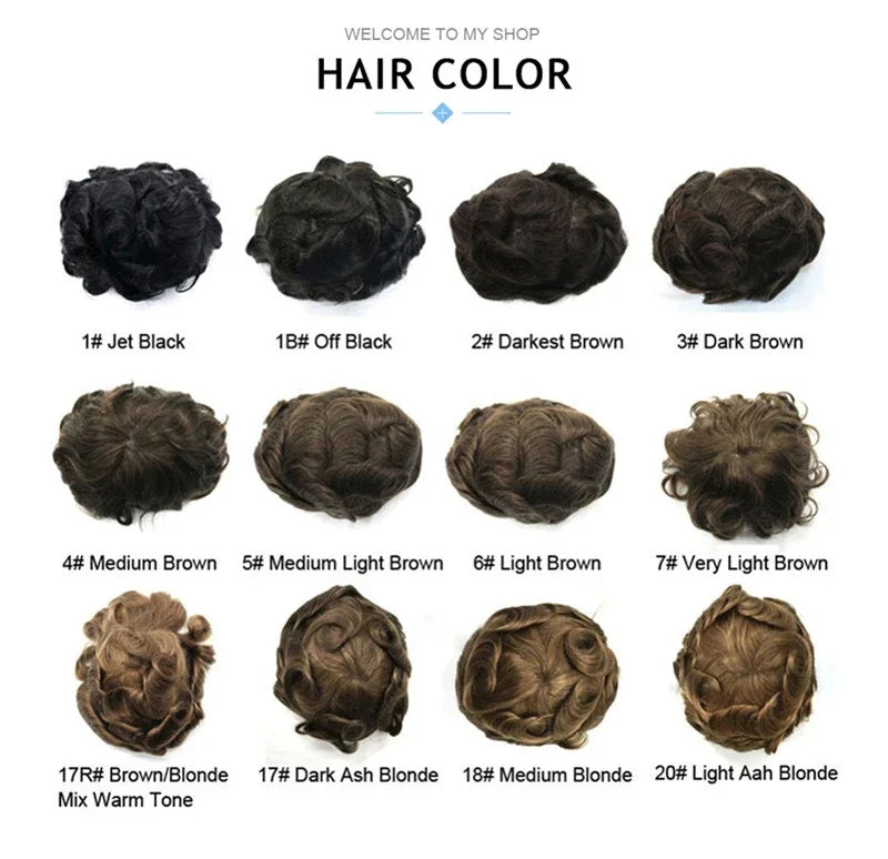 Pwigs 12 Inch Full French Lace Men Toupee 1b80 20% Human Black Hair Mixed with 80% Synthetic Gray European Hair System