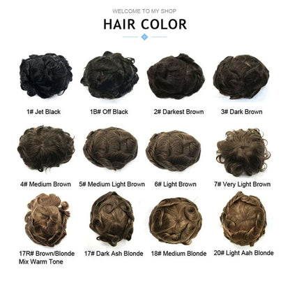 Pwigs 12 Inch Full French Lace Men Toupee 1b80 20% Human Black Hair Mixed with 80% Synthetic Gray European Hair System
