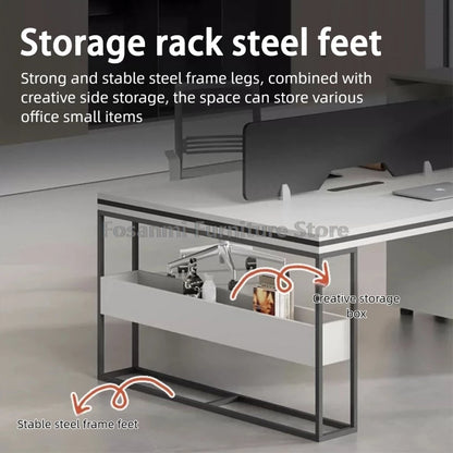 Office Staff Work Desk and Chair Sets Modern Computer Desks with Storage Drawn and Screen Home Furniture Swivel Chairs Table Set