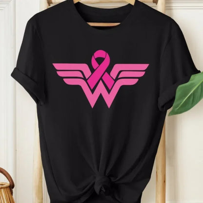 Cancer Ribbon Wonder lady T-Shirt Cancer Awareness Shirt Cancer Survivor Warrior print shirts aesthetic clothes cotton tee tops