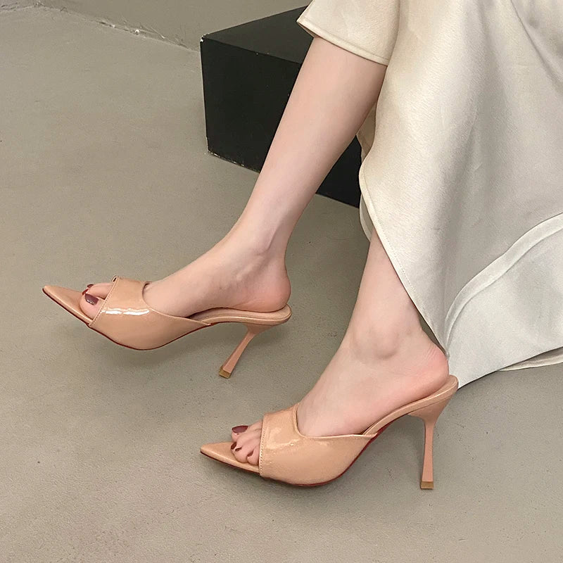 NEW Pointed Toe High Heels Sandals for Women Beautiful Korean Style Summer Shoes Rubber Sole Luxury Sensation