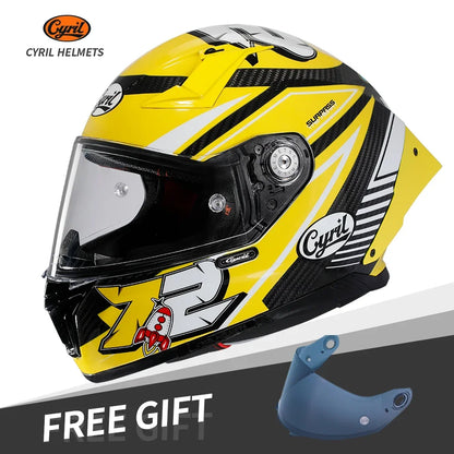 Unisex Lightweight Carbon Fiber Kevlar Full Face Motorcycle Street Bike Helmets Racing Helmet DOT ECE Approved CYRIL Casque Moto