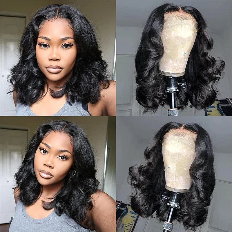 Chinese Hair Bob Wig Virgin Hair 5x1 Hd Lace Frontal Wig 100% Human Hair Pre Plucked Natural Color Body Wave 13x4 Lace Front Wig