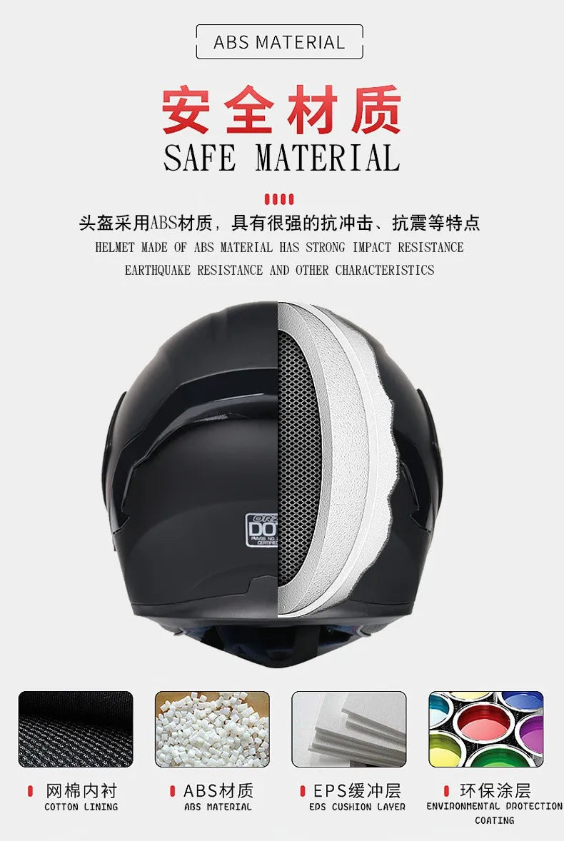 Motorcycle Helmet Full Face Racing Motorbike Helmet with Double Sun Visor Women Man Flip Up Moto Helmets Capacete De Moto