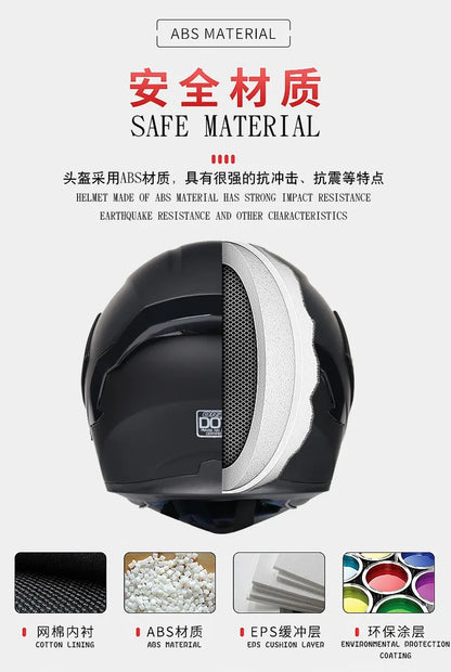 Motorcycle Helmet Full Face Racing Motorbike Helmet with Double Sun Visor Women Man Flip Up Moto Helmets Capacete De Moto