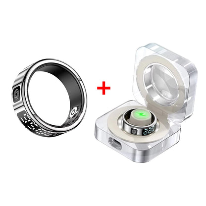 LED Display Screen Smart Ring for Heart Rate Oxygen Sleep Monitoring Multi Sports Modes Waterproof Bluetooth Women Healthy Rings