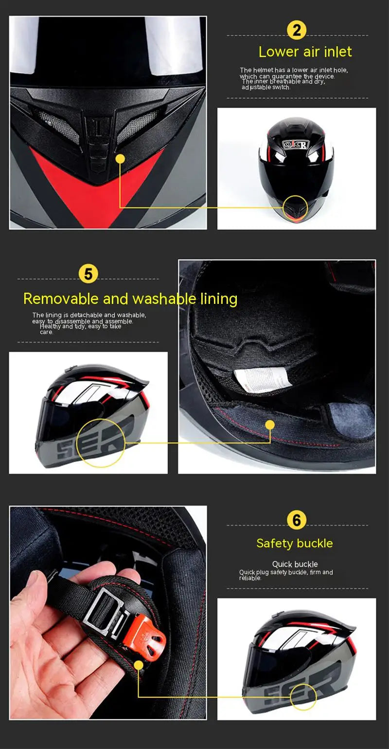 DOT Unisex Motorcycle Helmet Full Helmet Safety Helm Helmet Outdoor Riding Casco Moto Capacetes Helmets four seasons Universal