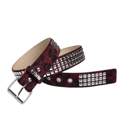 Punk Pink Fur Rivets For Women's Belt Hip Hop Y2k Girls Jeans Accessories Girdle Goth Retro Brown Pin Buckle Pu Waistband