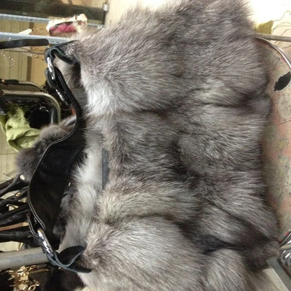 Winter Fox Fur Bag Women's Fur Bag Fashion Fur Handbag Ladies Bags Purses Women Shoulder Bag Real Silver Fox Fur Messenger Bags