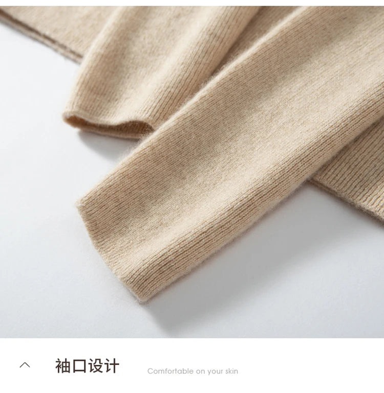100% cashmere sweater women's knitted pullover sweater high neck solid color slim fit soft cashmere basic women's sweater