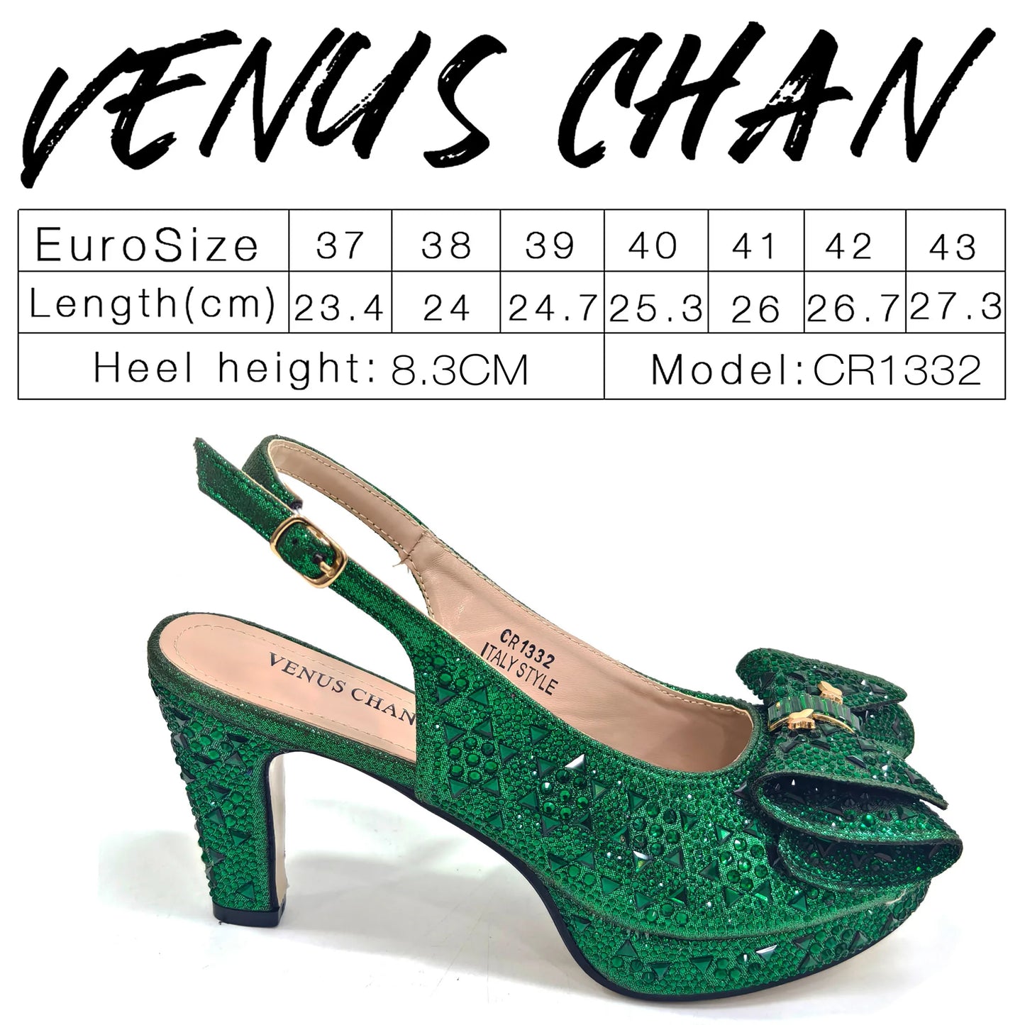 Venus Chan 2026 Women’s Italian Gold High Heels with Rhinestone Detail & Matching Bag Set - Stylish Pointed Toe Design