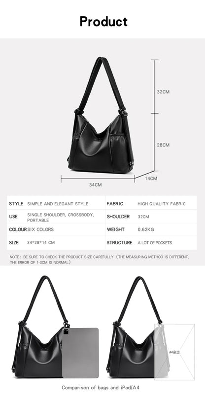 High Quality Soft Pu Leather Shoulder Bags for Women Women Bags Luxury Designer Multifunction Travel BackPack Commuter Handbags