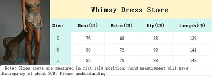 Leopard Printed Patchwork Lace Dress Women's Irregular See Though Button Sling Vestidos Sexy Summer Beach Party Gowns New