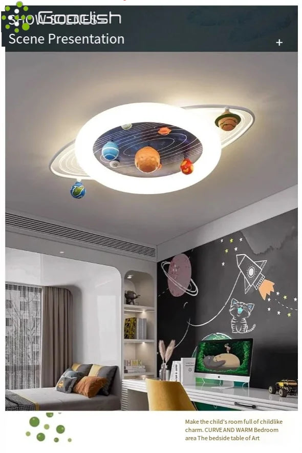 Modern Minimalist Nordic LED Home Ceiling Lights Cartoon Astronaut Space Art Creative Lamp for Living Room Decoration Chandelier