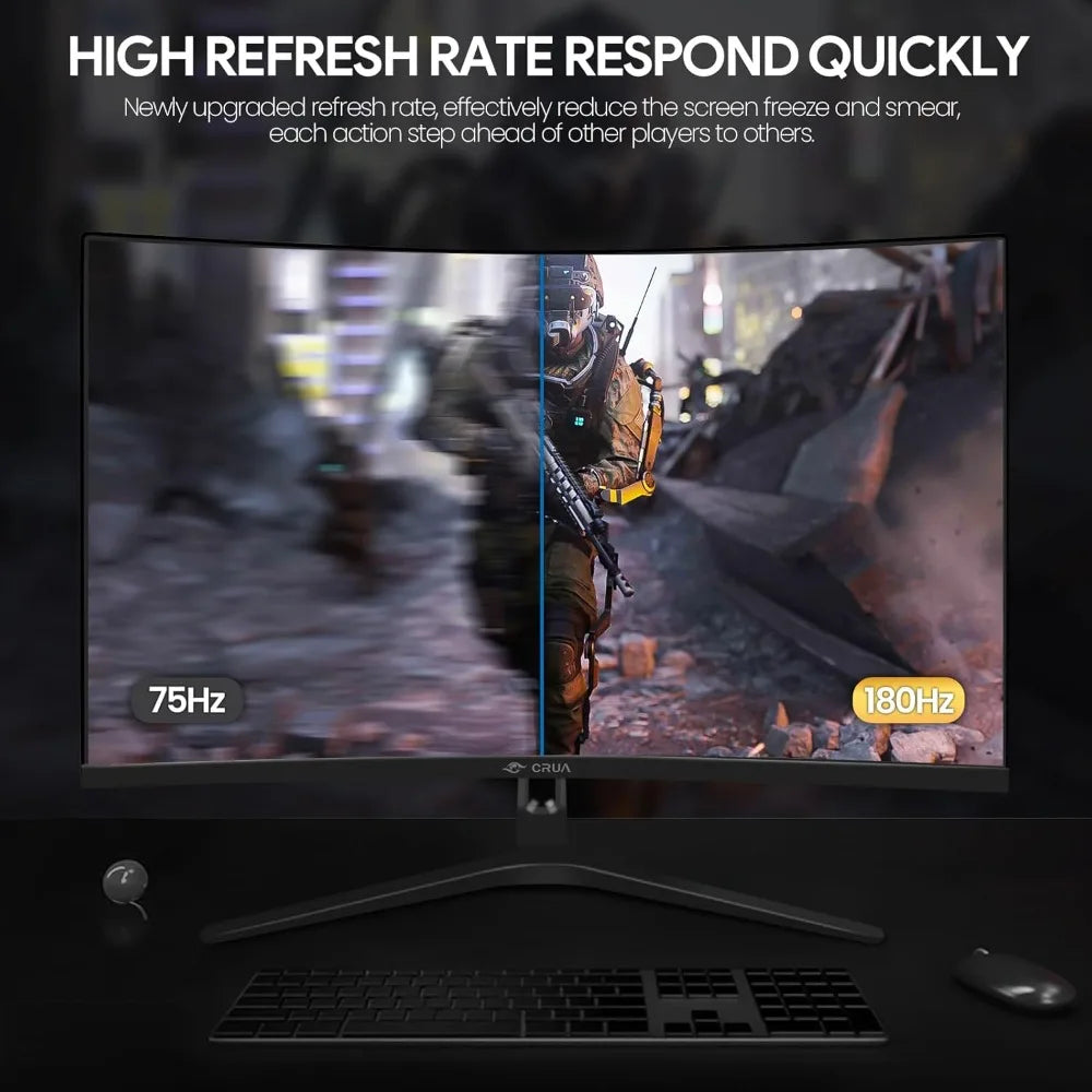 US Shipping Curved Gaming Monitor 27 Inch FHD 1920x1080 144Hz 180Hz VA Display 120% sRGB AMD FreeSync HDMI DP Wall Mount