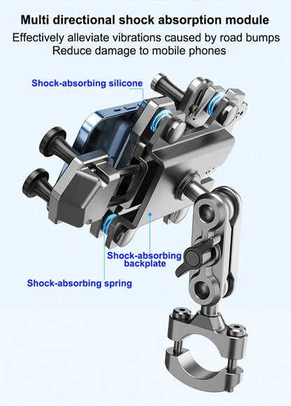 Alloy Shock-Absorbing Phone Holder for Motorcycle Bicycle Universal 360 Rotation Adjustment Mobile Phone Navigation Bracket