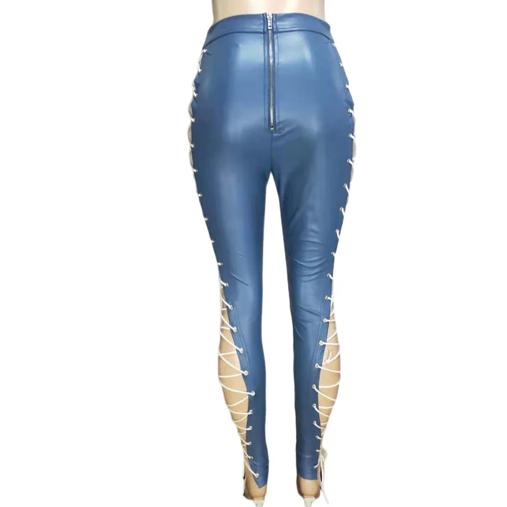 Sexy 2025 fashion vintage streetwear leather pants women summer goth leggings festival clothing emo black pencil pants trousers