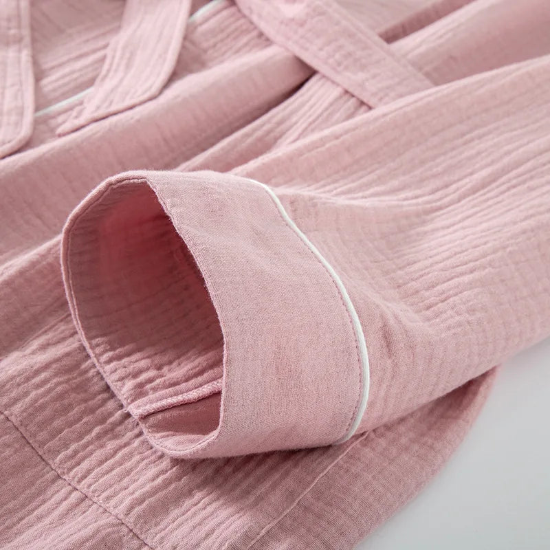 Women's Bathrobe Pure Cotton Large Size Spring Autumn Sleepwear Robe Long Sleeve Couple Home Wear Clothing Female Night Robes