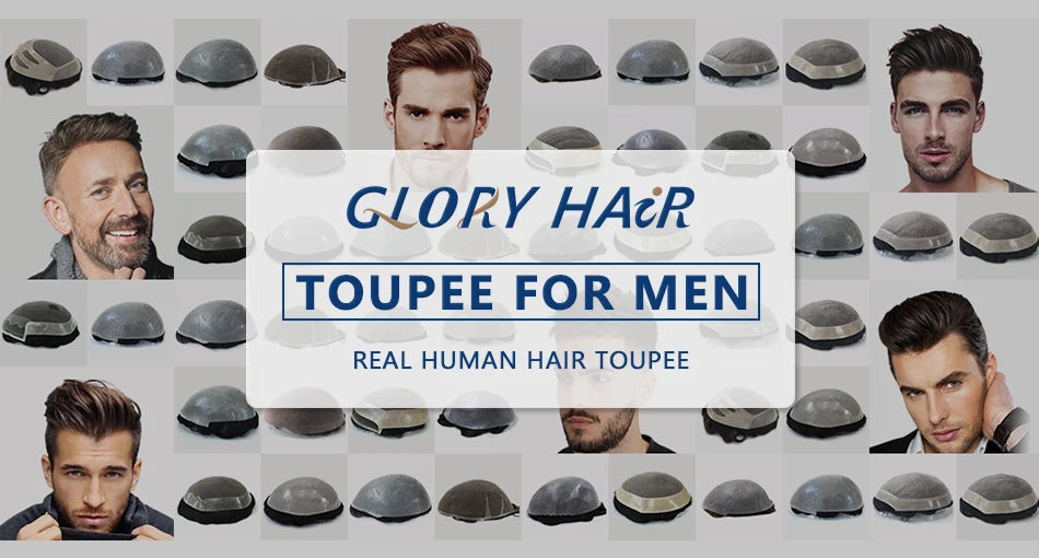 Gloryhair-Natural and Realistic Hair Prosthesis Male Toupee Wig 130% Density Hair Pieces Indian Human Men's Capillary Prosthesis
