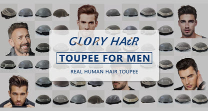 Gloryhair-Natural and Realistic Hair Prosthesis Male Toupee Wig 130% Density Hair Pieces Indian Human Men's Capillary Prosthesis