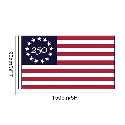 250 Anniversary USA Flag 3x5 FT 250 Years America Flag with Brass Grommets Patriotic Decor for Outdoor Front Door Porch Wall