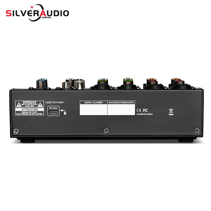 GAX-GT6  Professional 6-channel audio mixer, portable audio card, mixer，6-channel DJ controller/audio console mixer