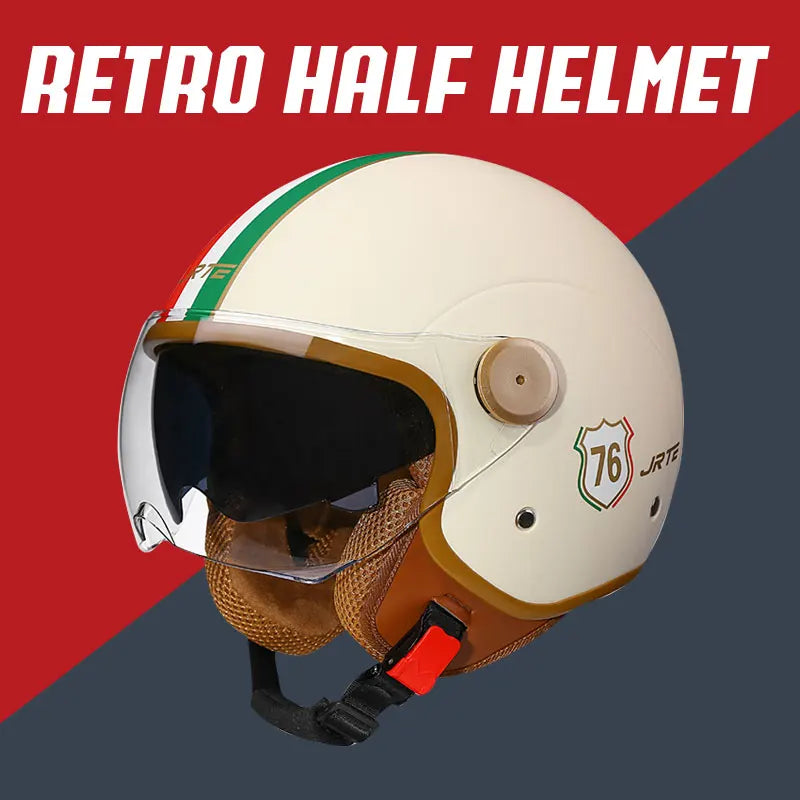 Open Face Motorcycle Helmets Biker 3/4 Open Face Helmet Men Women Retro Electric Scooter ABS Shell Moto Jet Helmet DOT Approved