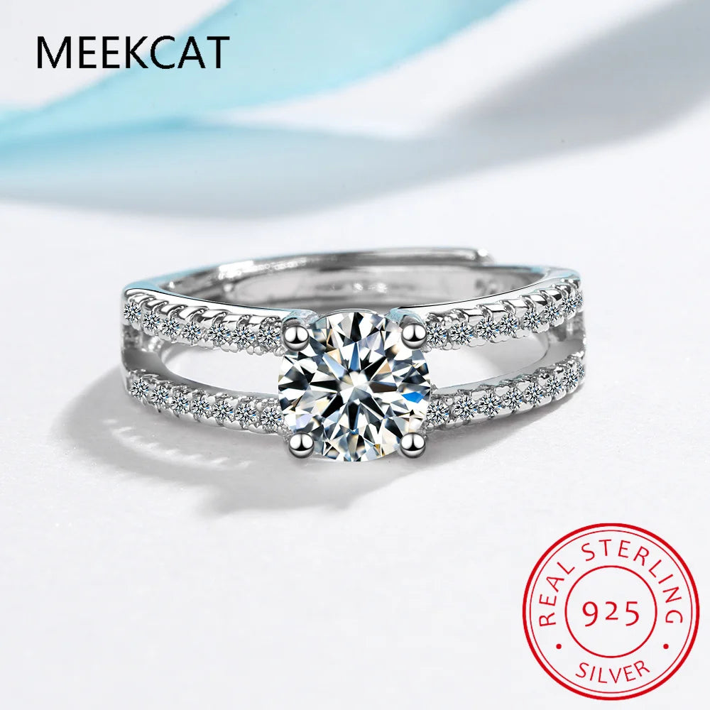 D Color VVS1 Moissanite Double Layer Adjustable Ring for Women Wedding Fine Jewelry 925 Sterling Silver Engagement Rings Gifts